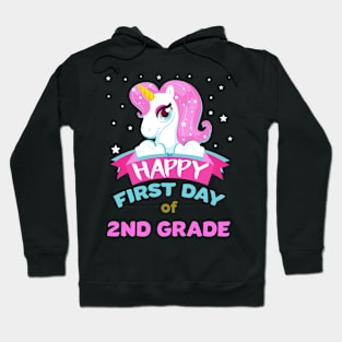 Back To School Trendy Unicorn Gift For Girls - Happy First Day Of 2nd Grade Hoodie